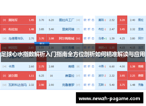 足球心水指数解析入门指南全方位剖析如何精准解读与应用